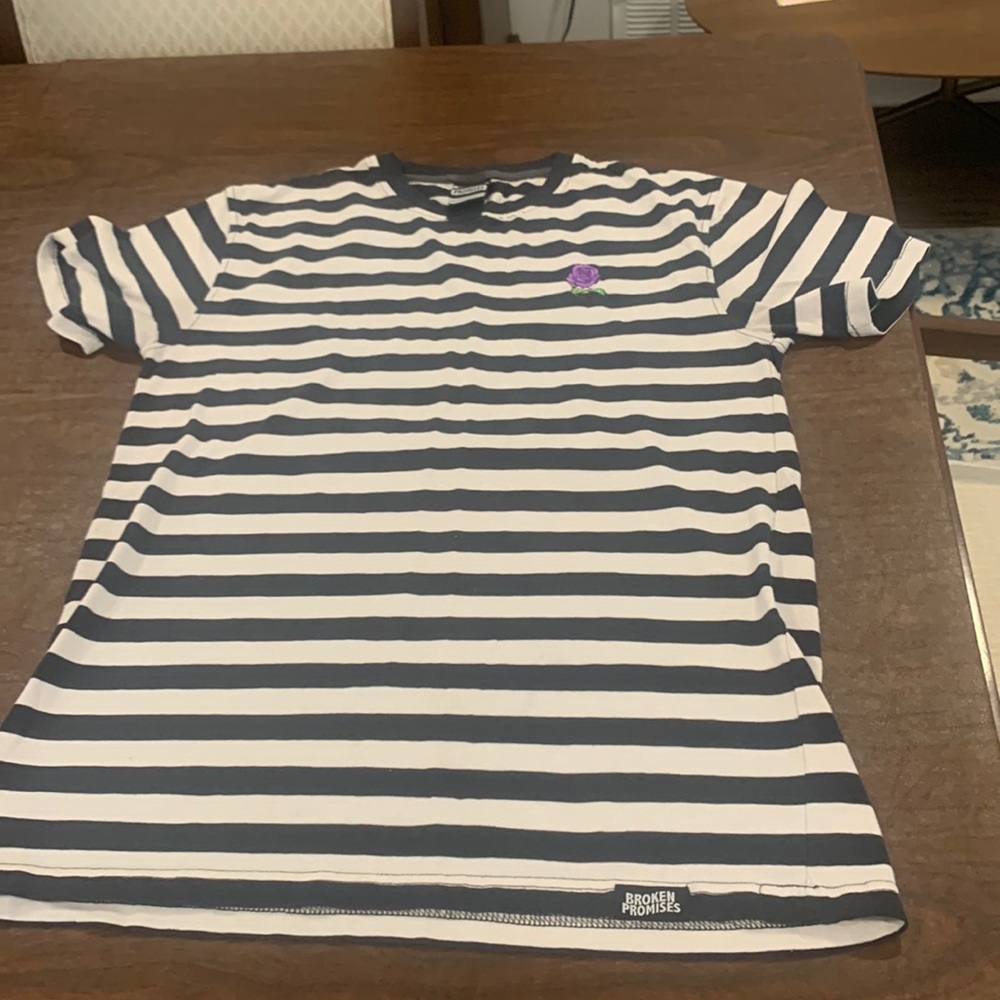 Broken promises mens striped  ss t-shirt